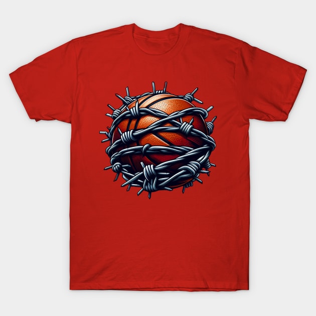 Ball wrap in barb Wire: Basketball Lover T-Shirt by Teebevies